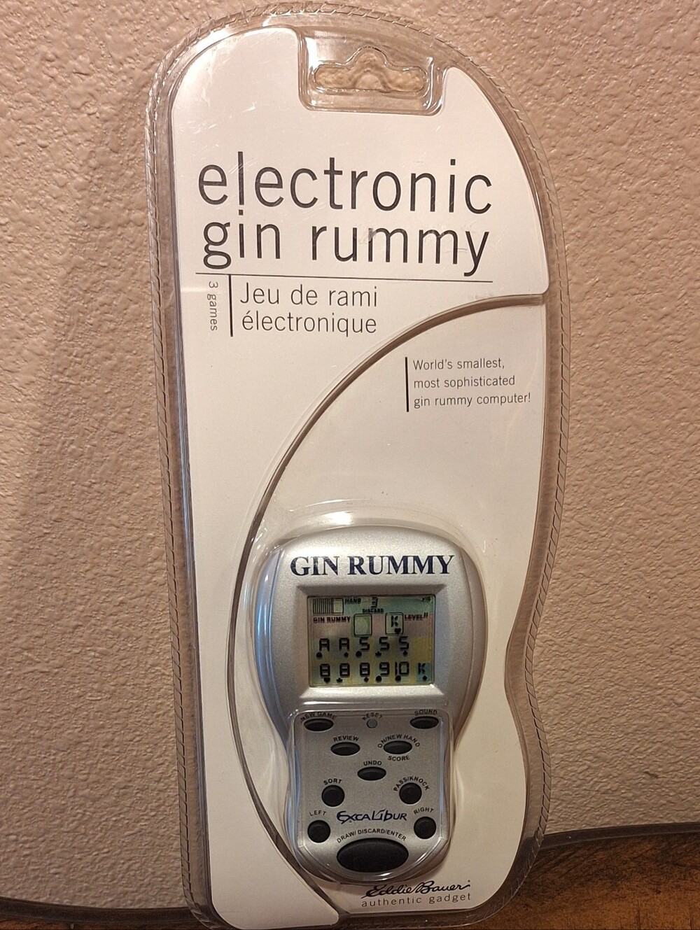Gin Rummy Vintage Rare Electronic Handheld Game By Eddie Bauer - Silver "NEW"